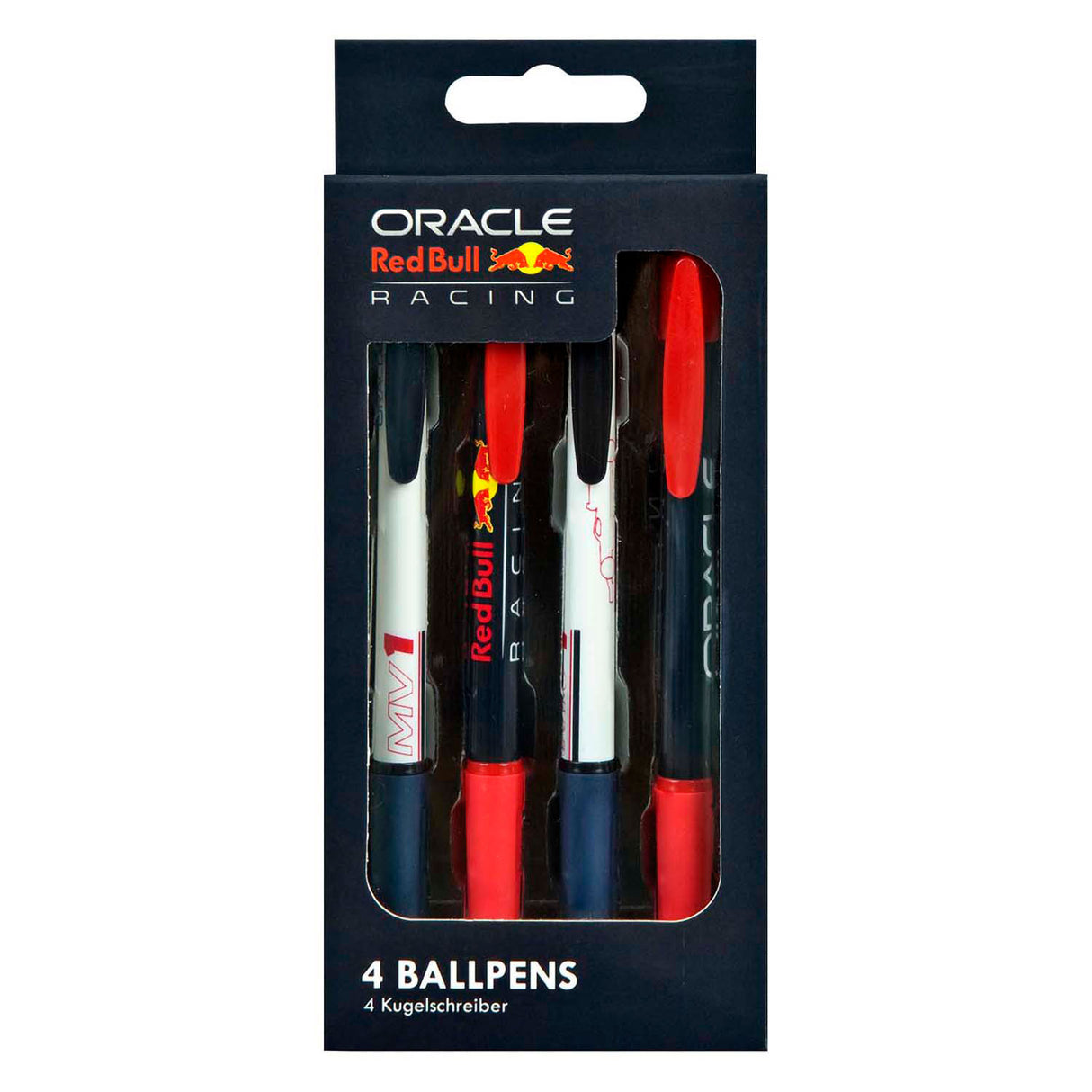 Stylos à bille sous couverture red bull racing max verstappen, 4 pièces.