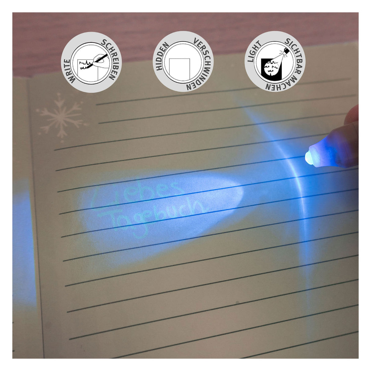 Journal secret secrète congelé avec un stylo UV