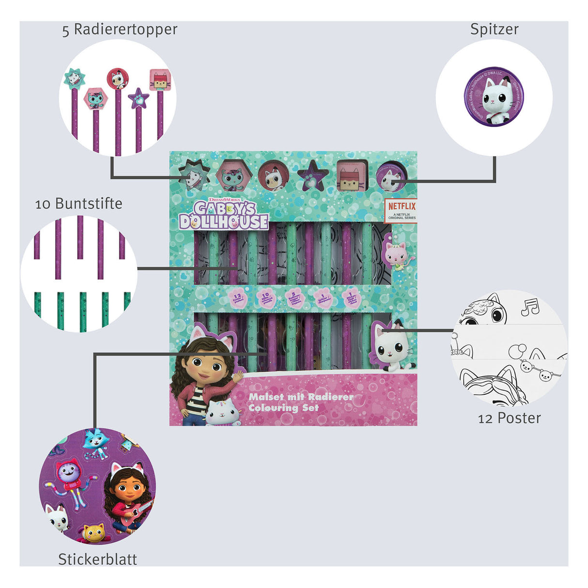 Ensemble de couleurs d'infiltration avec Dollhouse Gummen Gabby, 29dlg.