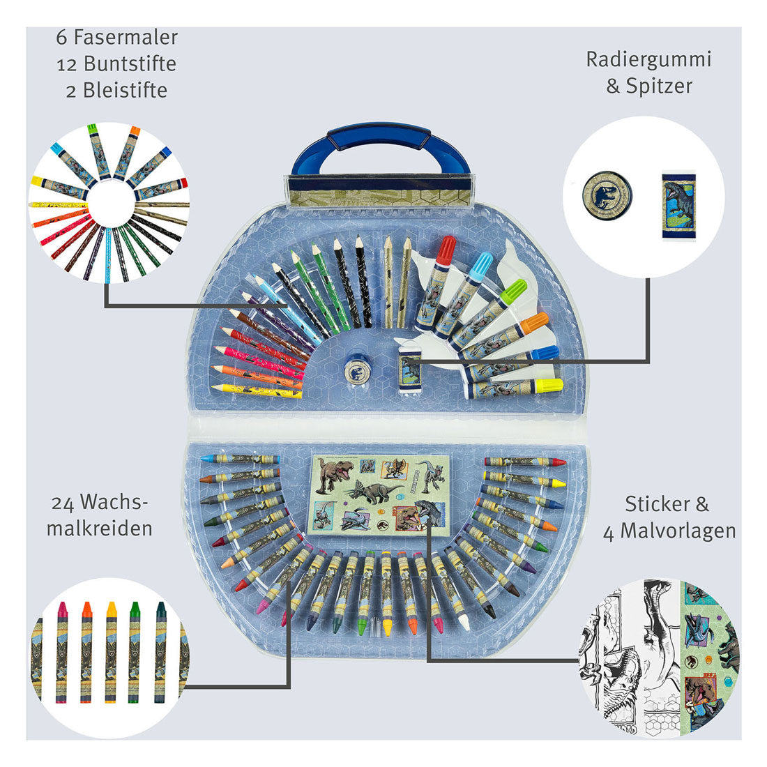 Étui de couleur sans marque sans marque Jurrasic World, 51 pcs.