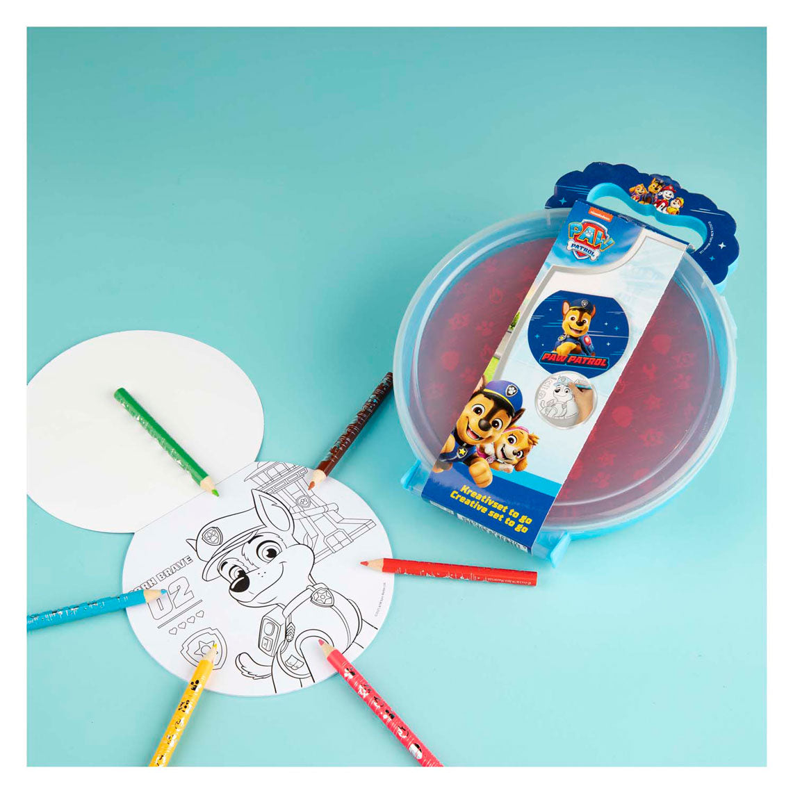 Ensemble d'artisanat créatif Undercover Paw Patrol dans un étui de transport pour enfants.