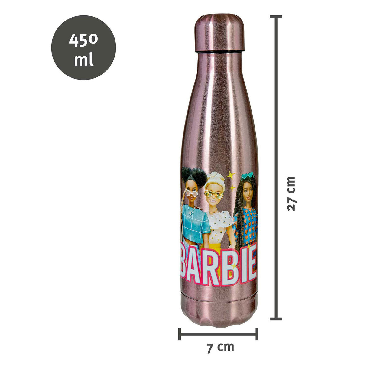 Undercover Barbie gourde en acier inoxydable 450 ml multicolore adaptée aux enfants.