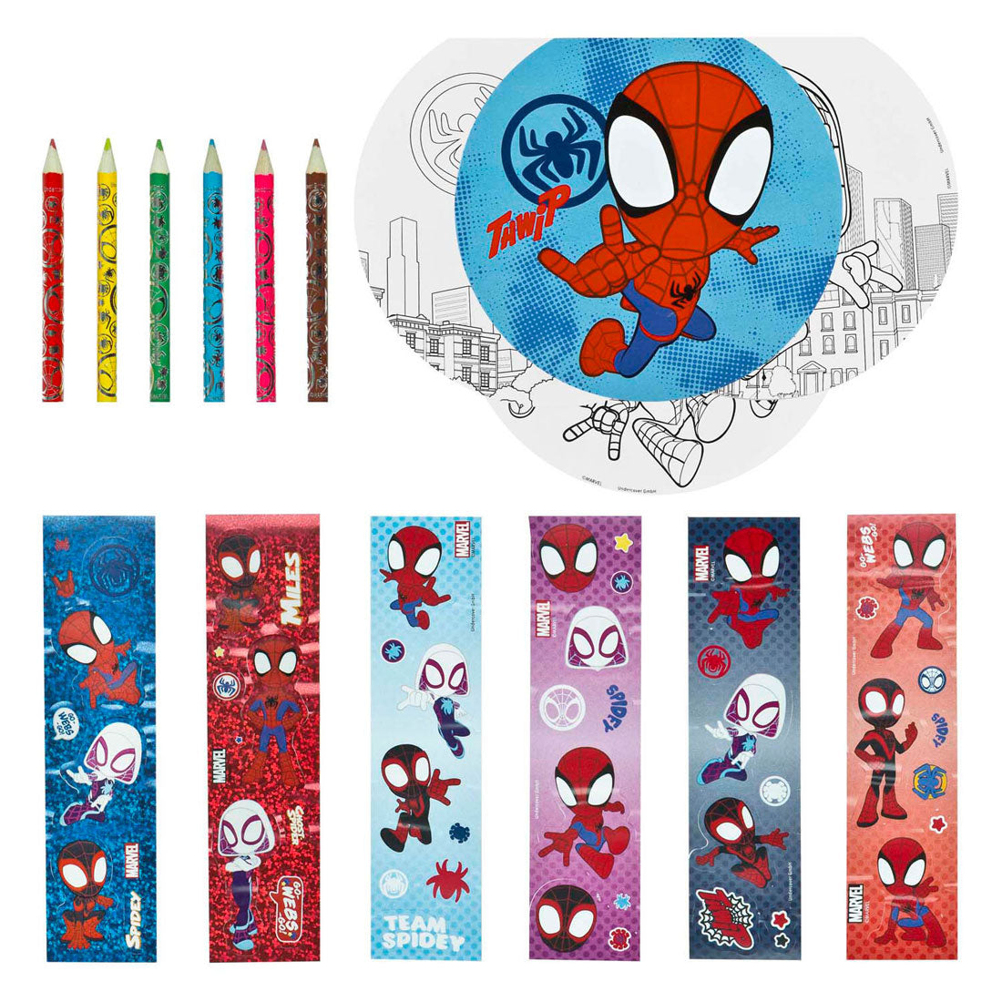 Ensemble de coloriage créatif Undercover Spidey avec autocollants et livre de coloriage.
