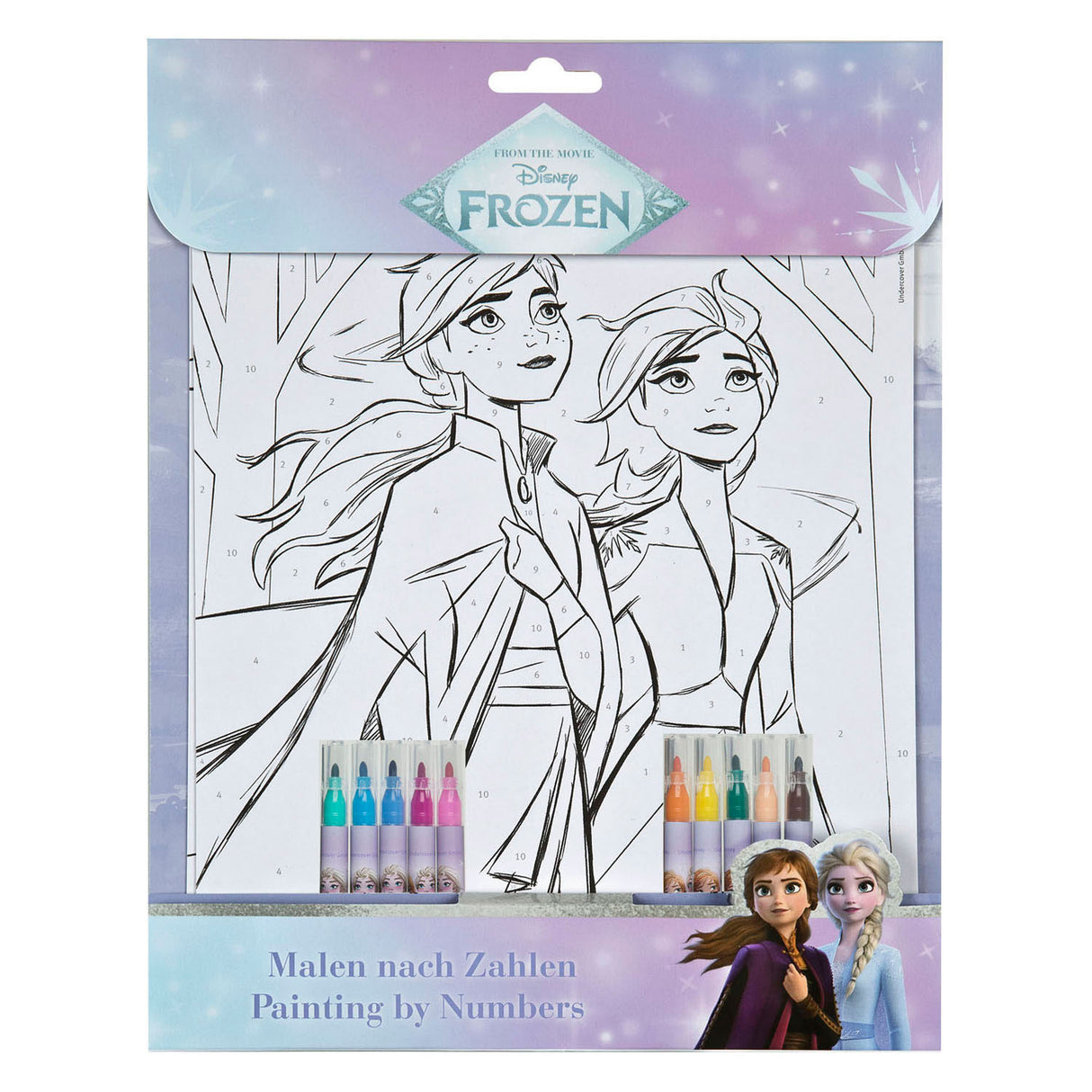 Undercover kleuren op nummer set frozen