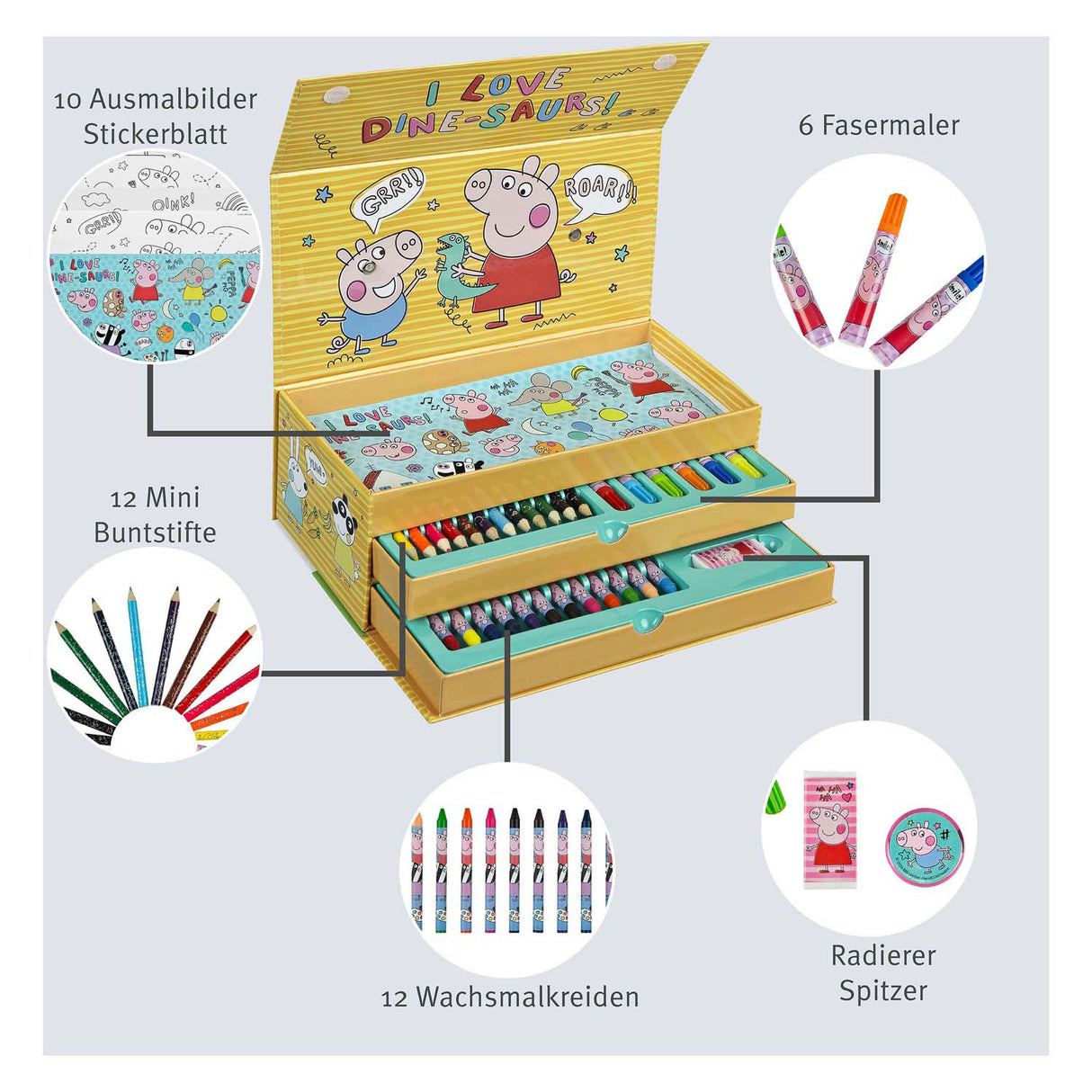 Mallette de coloriage Undercover Peppa Pig - 44 pcs.