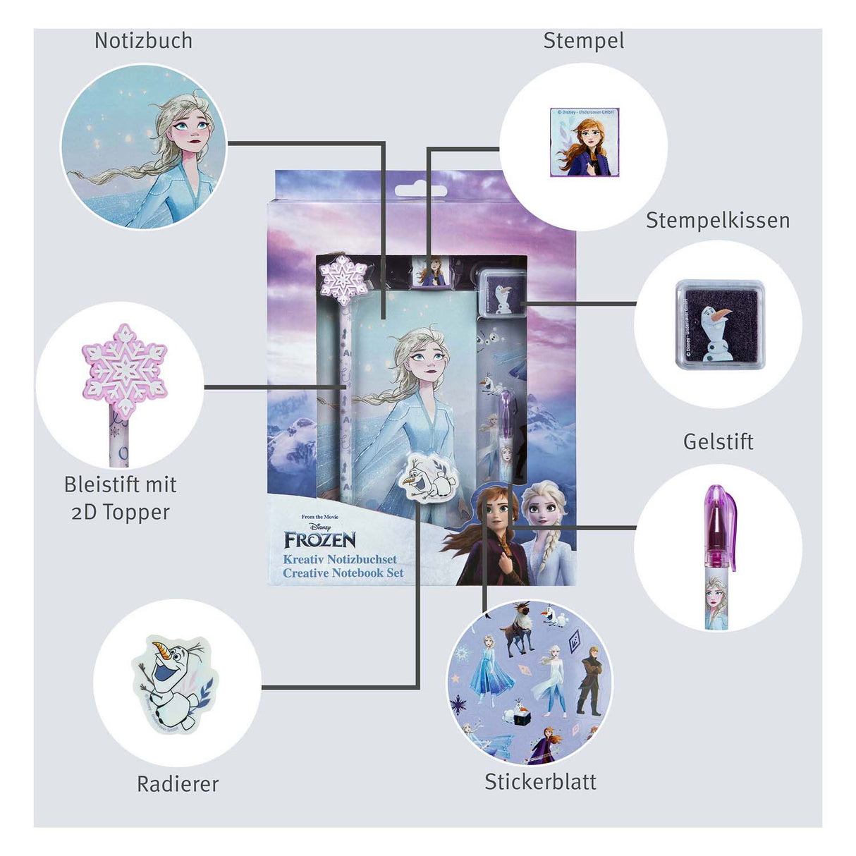 Ensemble de bloc-notes Undercover La Reine des Neiges - 7 pcs.