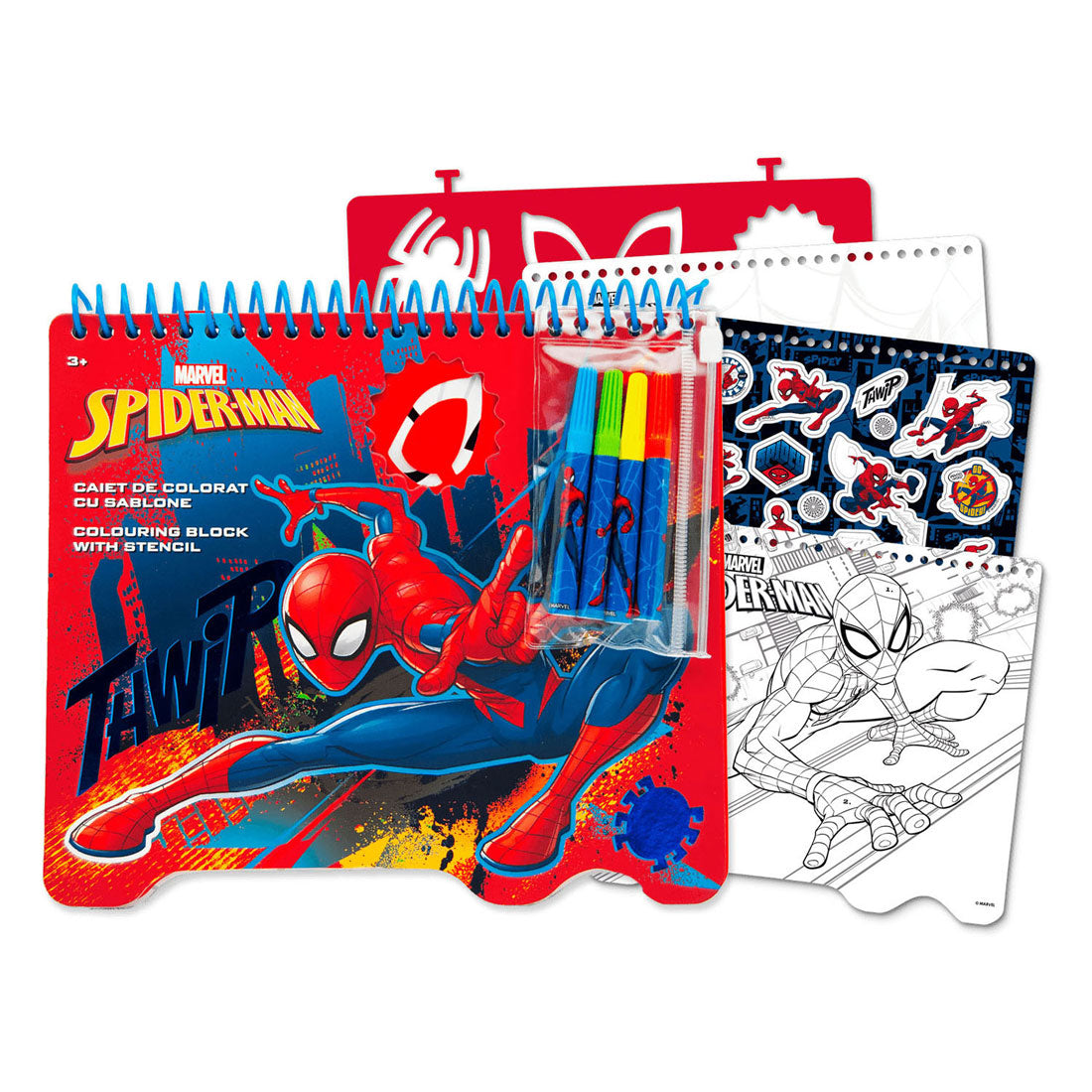 Bloc de couleur Spiderman avec marqueurs et modèles