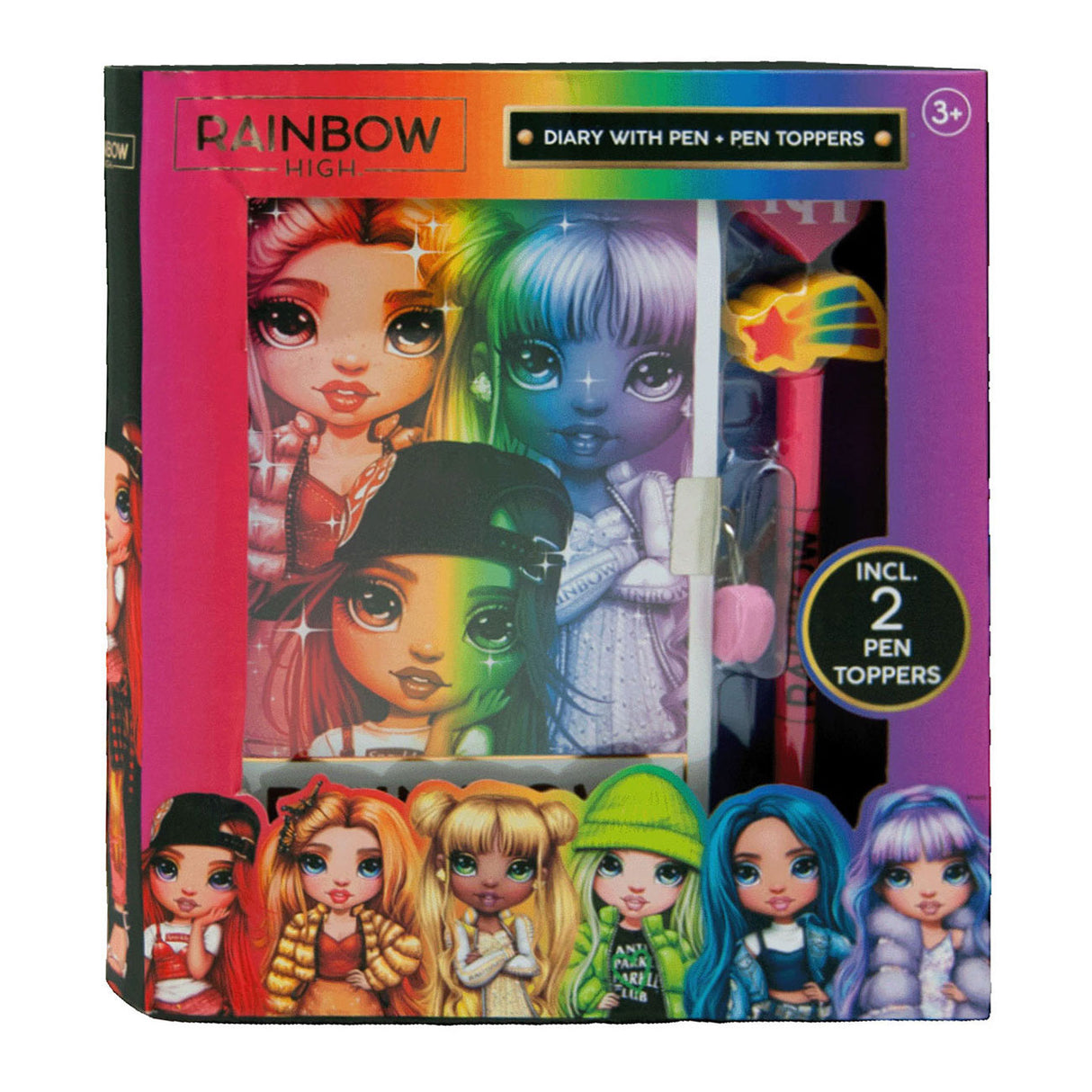 Journal arc-en-ciel avec stylos