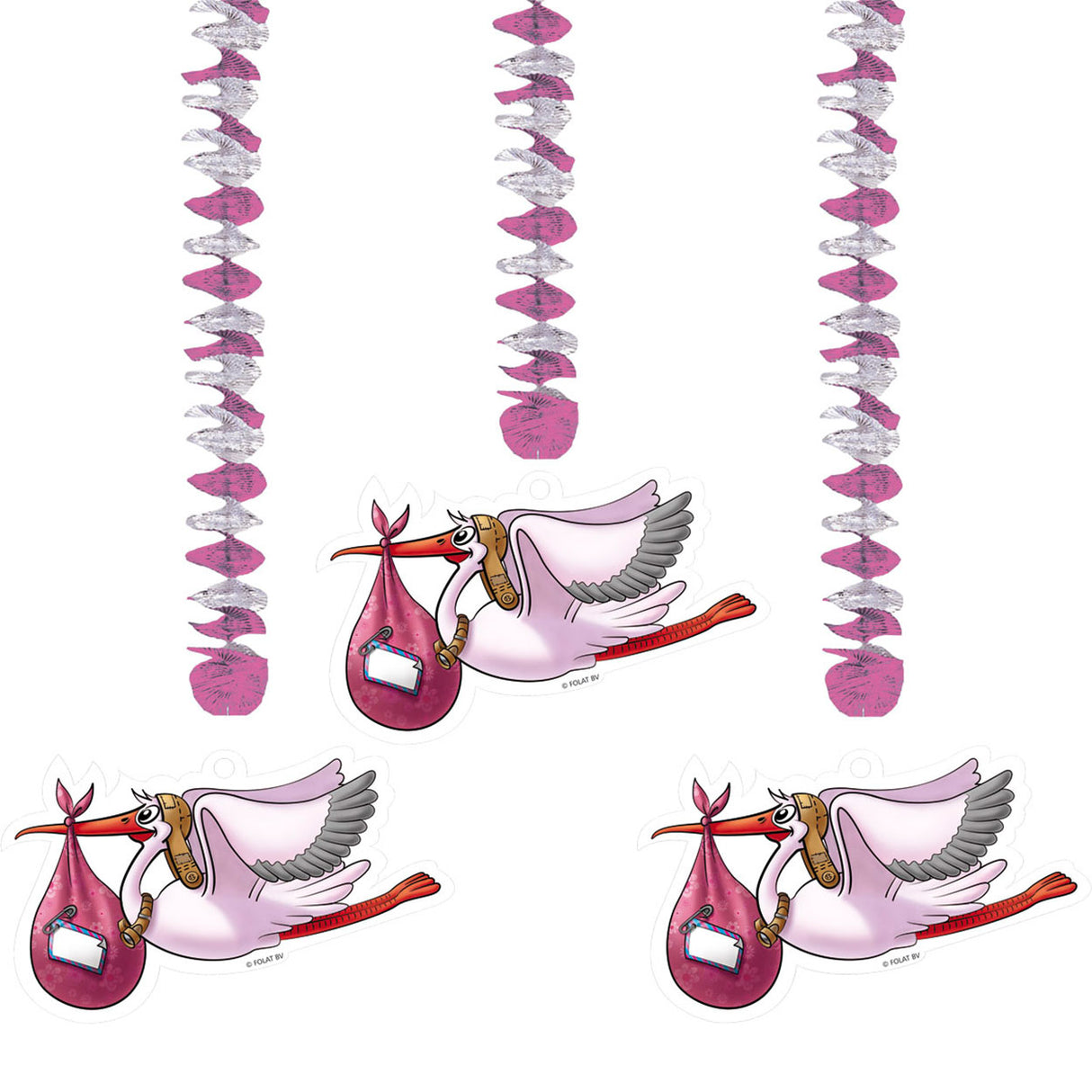 Décoration à suspendre Folat rose, 3 pcs.