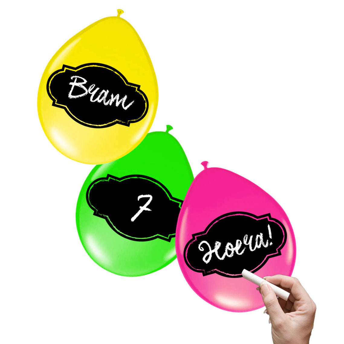Folat bv ballons inscriptibles néon, 6 pcs.