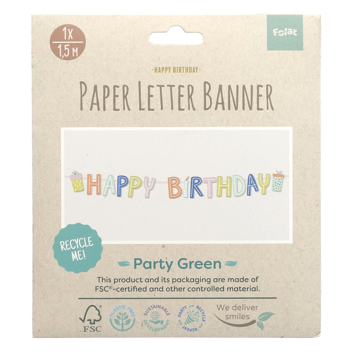Folat bv guirlande de lettres eco party 1,5 mètres