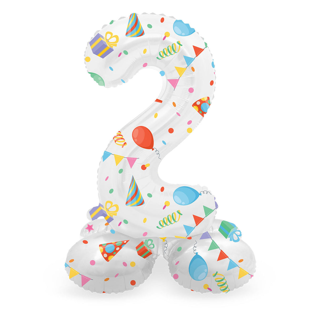 Folat bv ballon en aluminium debout joyeux numéro de fête 2 -72 cm
