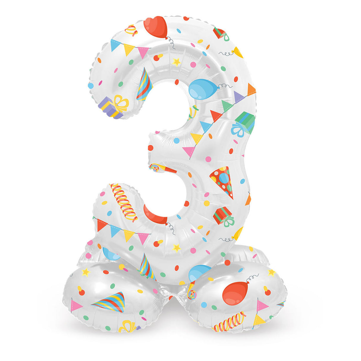 Folat bv ballon en aluminium debout fête joyeuse numéro 3 -72 cm