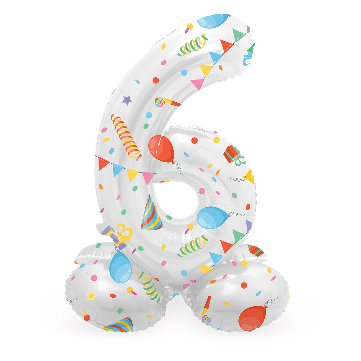 Folat bv ballon en aluminium debout fête joyeuse numéro 6 -72 cm