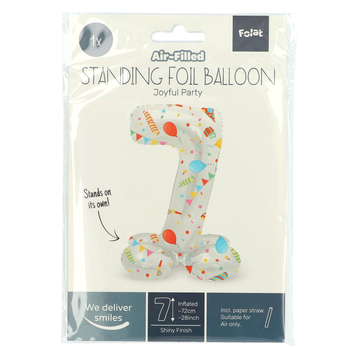 Folat bv ballon en aluminium debout fête joyeuse numéro 7 -72 cm