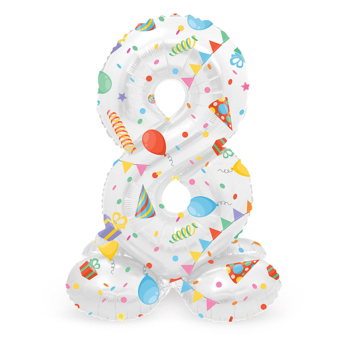 Folat bv ballon en aluminium debout joyeux numéro de fête 8 -72 cm