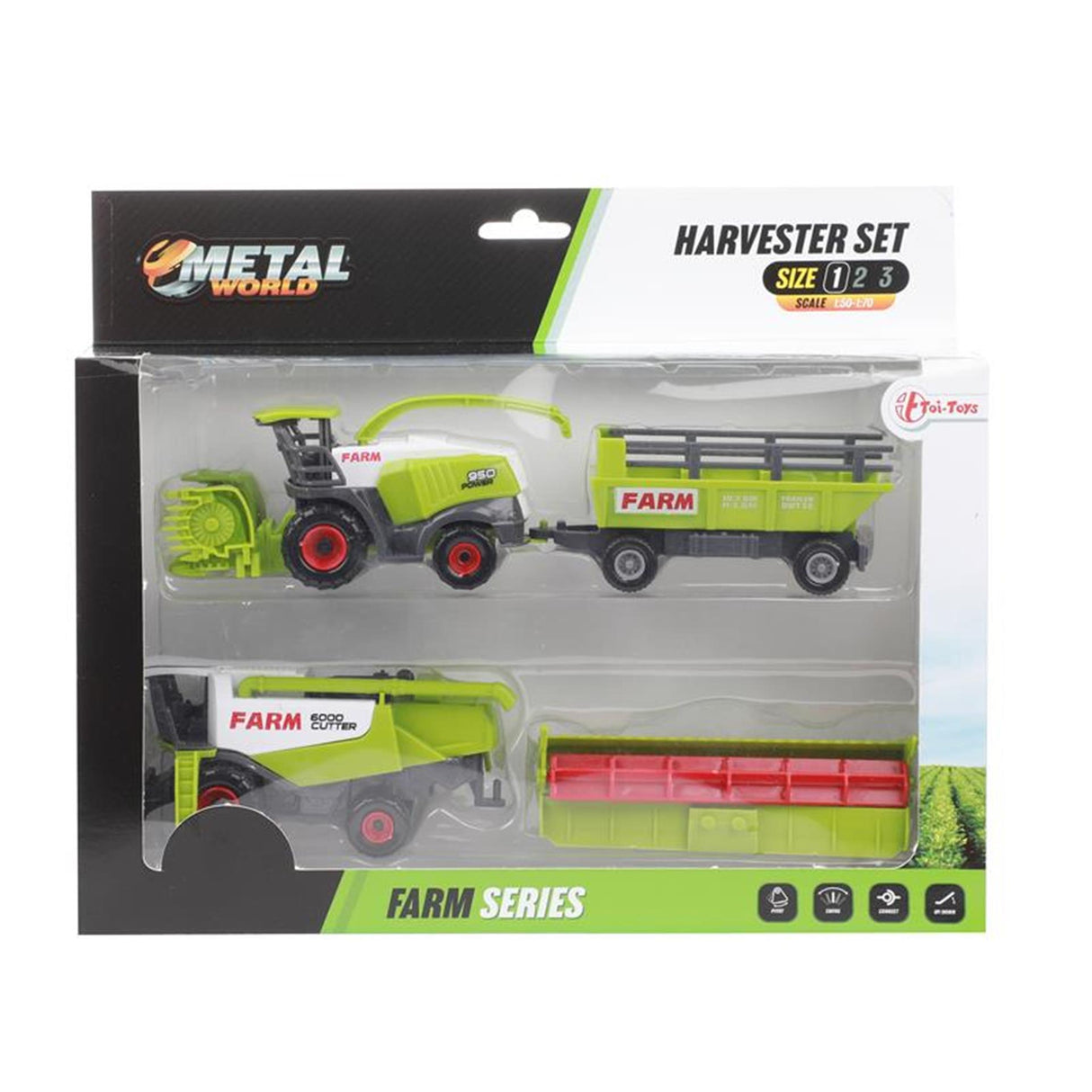 Machine agricole en métal avec remorque, 2 pcs.