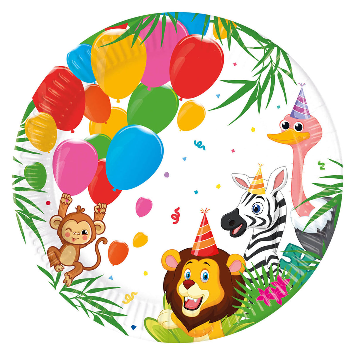 Assiettes en carton Globos ballons jungle fsc, 8 pcs.