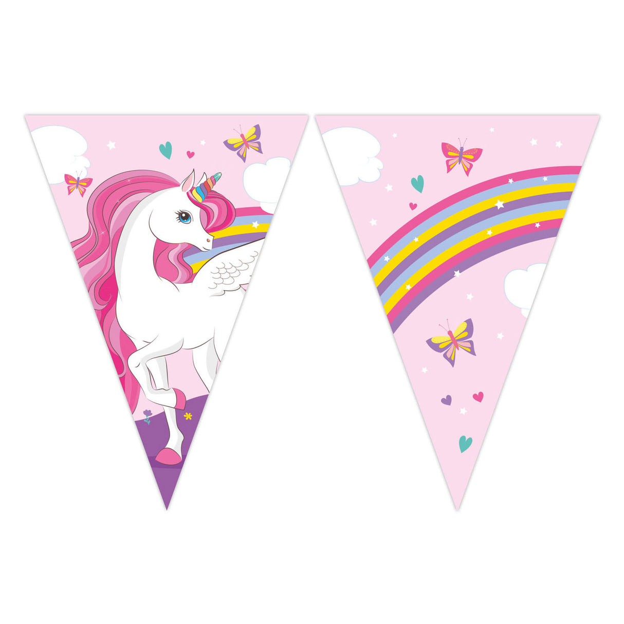 Ligne de drapeau en papier Globos couleurs arc-en-ciel licorne fsc, 3mtr.