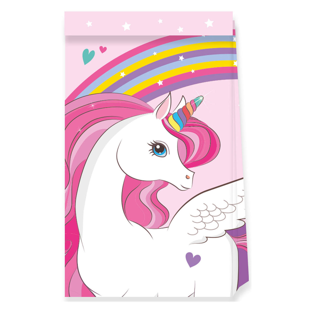 Sacs de fête en papier Globos fsc licorne couleurs arc-en-ciel, 4 pcs.