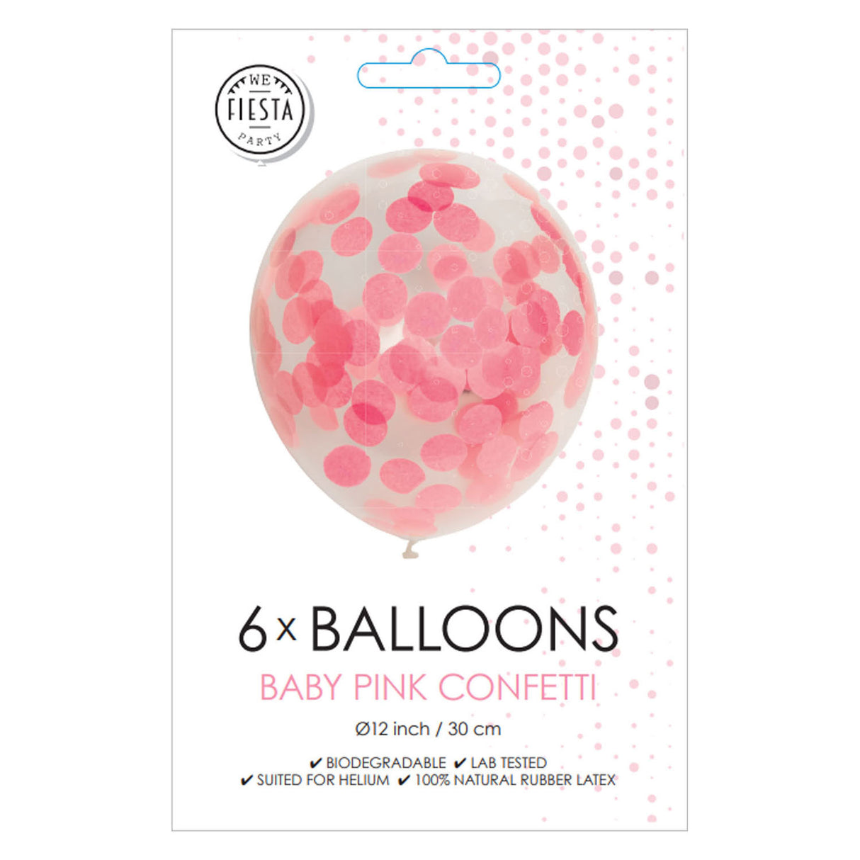 Ballons confettis Globos confettis en papier rose bébé 30cm, 6 pcs.