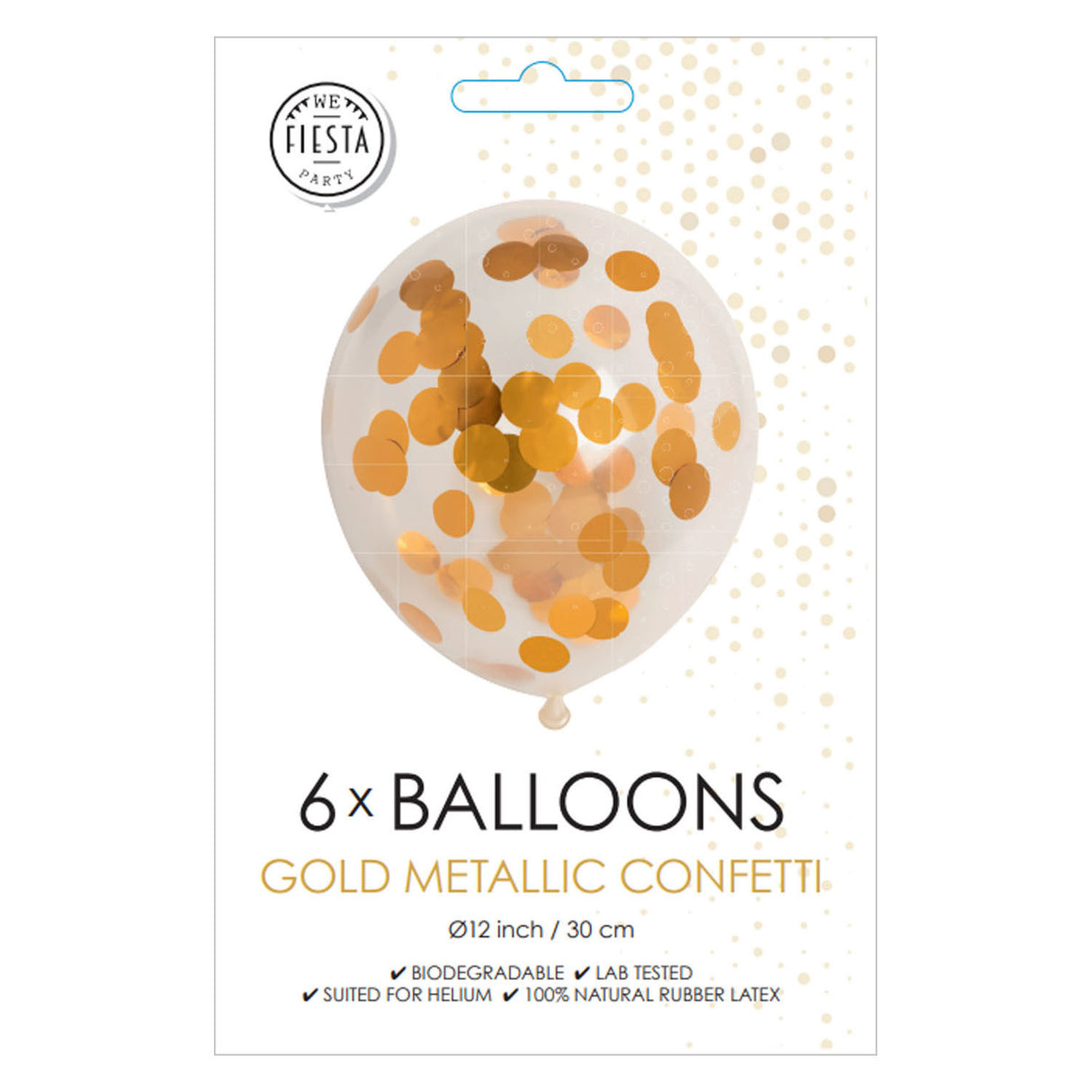 Ballons confettis Globos confettis en papier or métallisé 30cm, 6 pcs.
