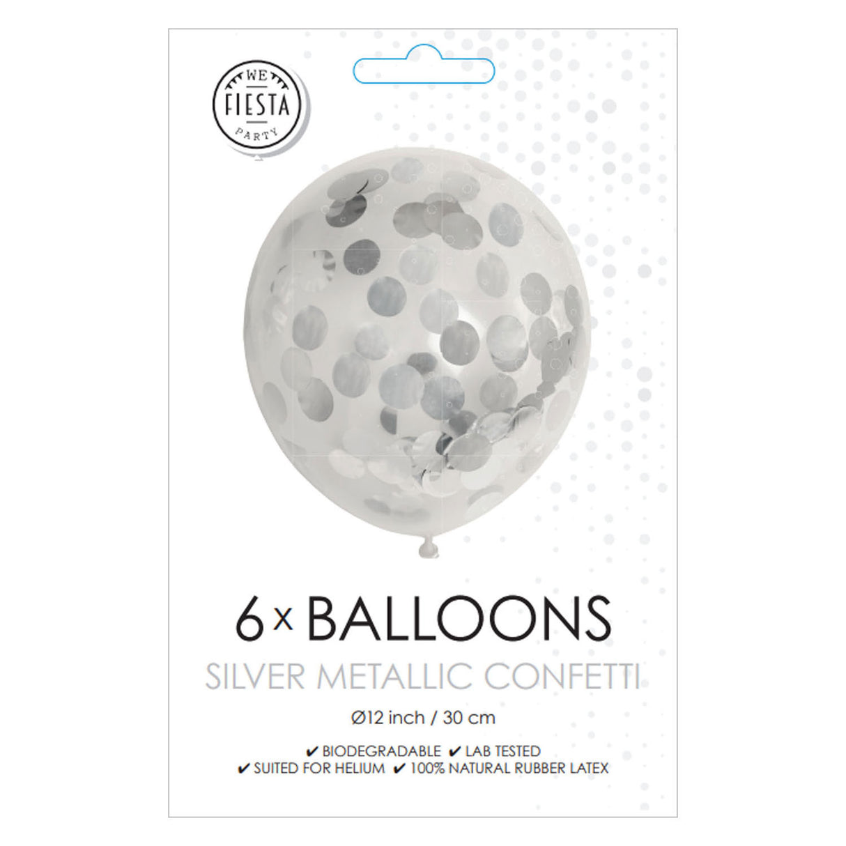 Ballons confettis Globos confettis en papier argent métallisé 30cm, 6 pcs.