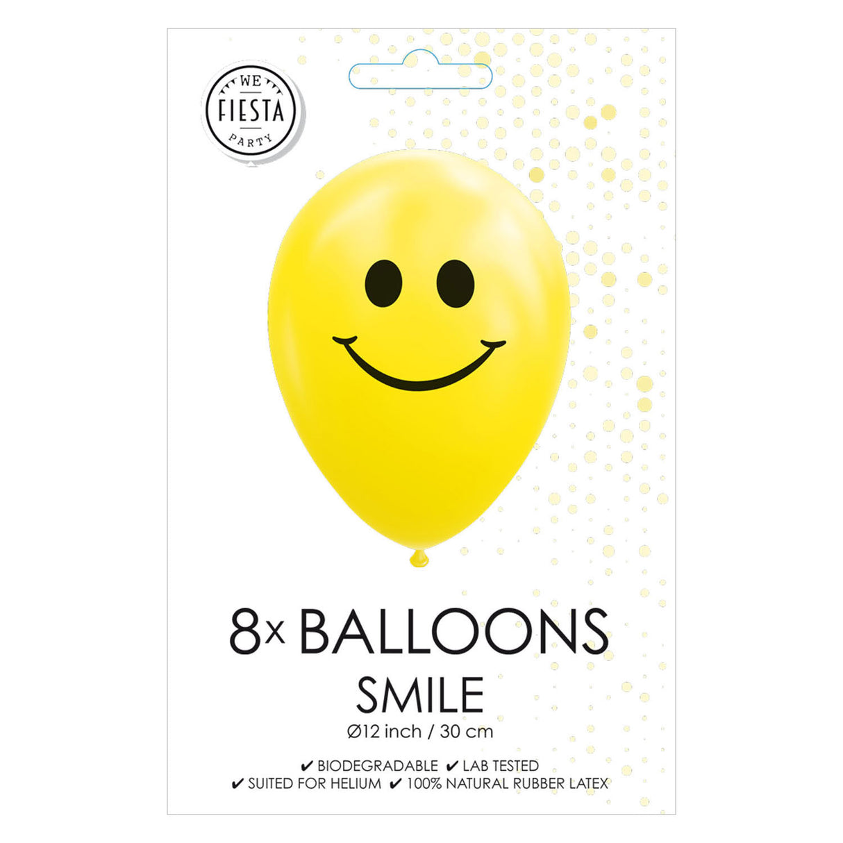 Ballons Globos sourire jaune 30cm, 8 pcs.