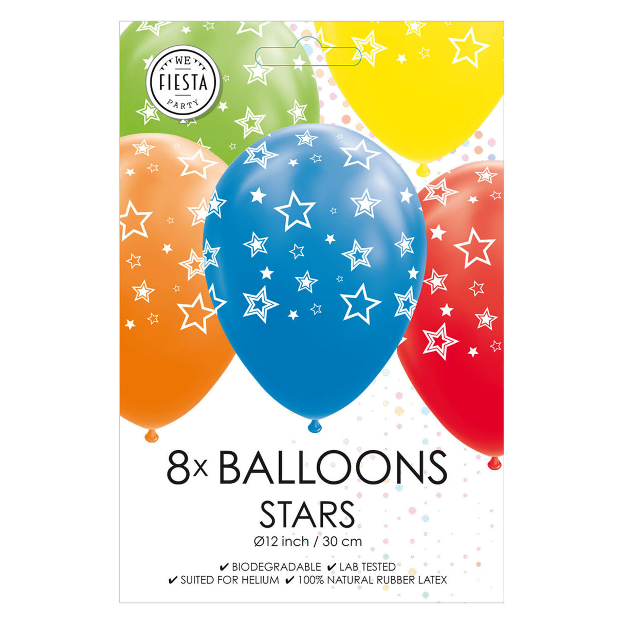 Ballons Globos étoiles mélangent les couleurs 30cm, 8pcs.