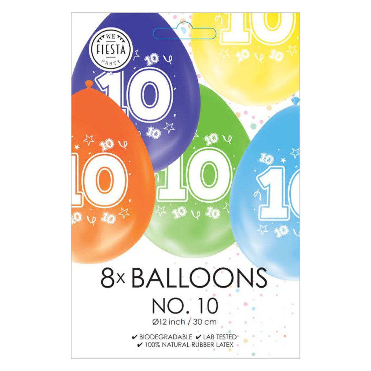 Ballons Globos imprimés recto-verso numéro 10, 8 pcs.