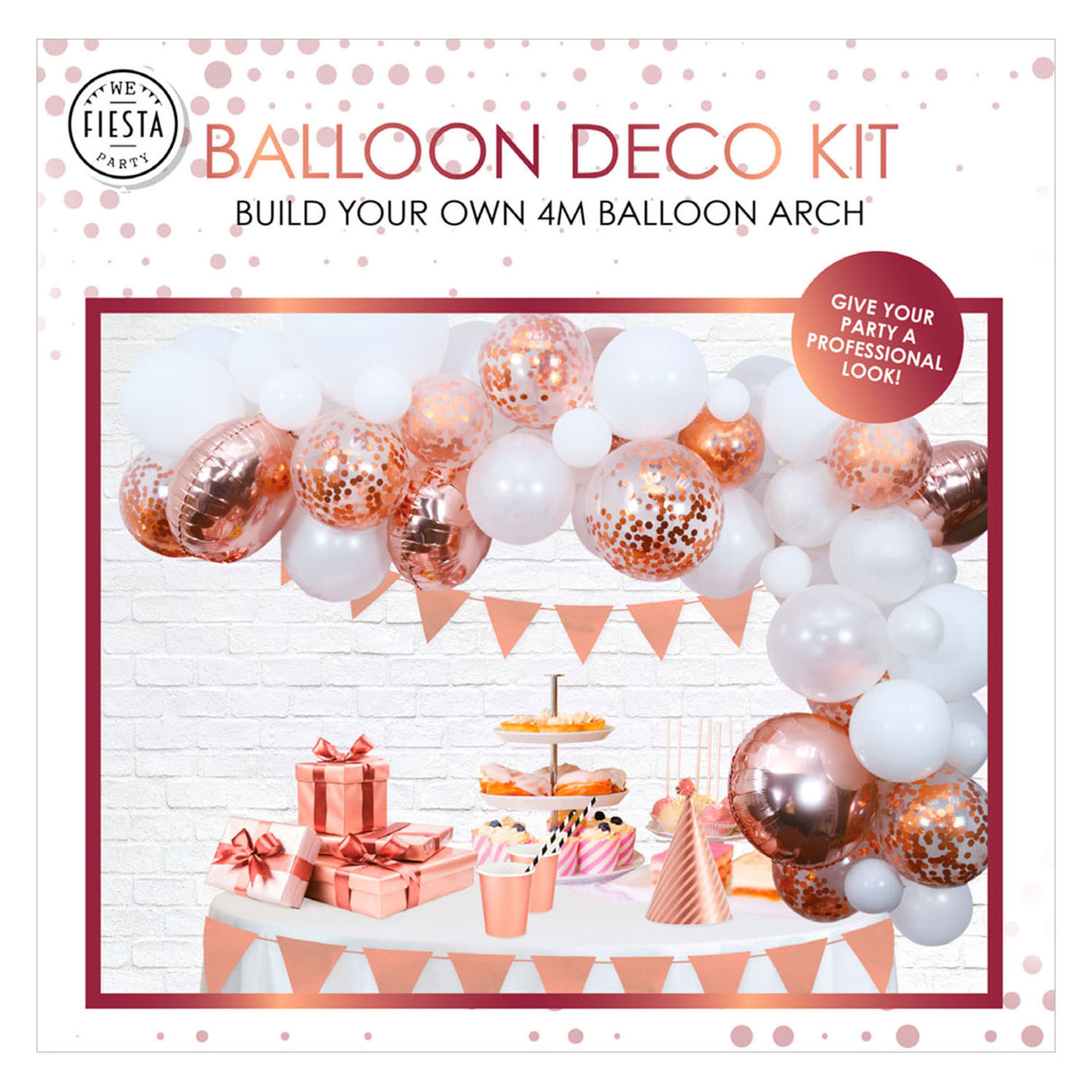 Ensemble arche de ballons Globos or rose