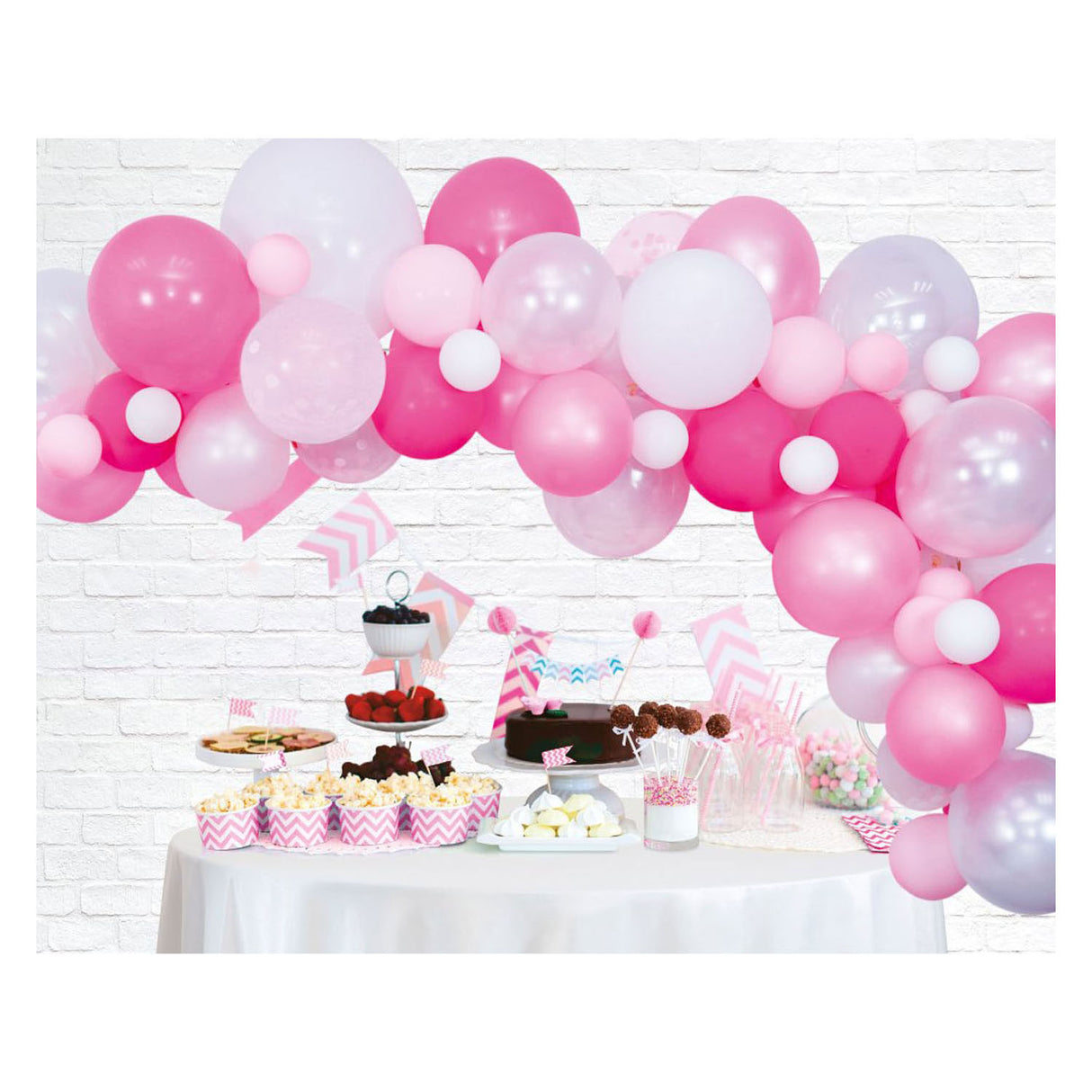 Ensemble arche de ballons Globos rose