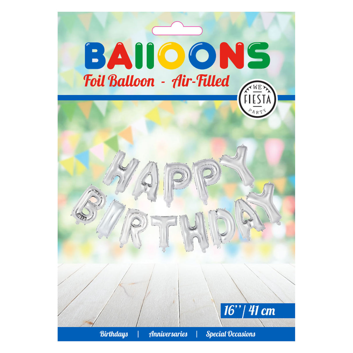 Globos ballon en aluminium texte joyeux anniversaire argent