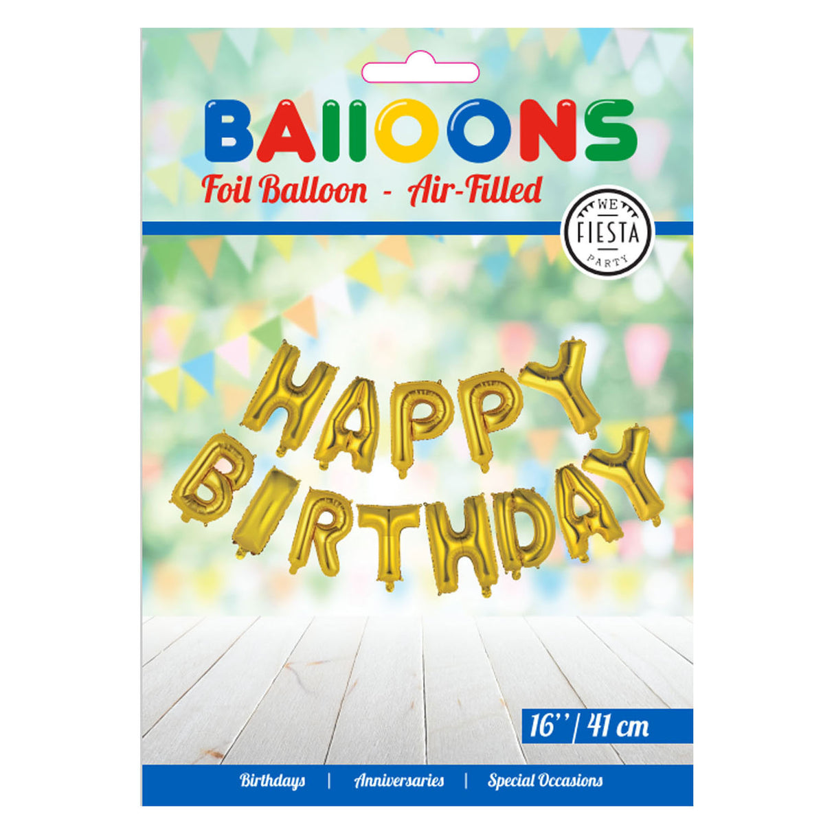 Globos ballon en aluminium texte joyeux anniversaire or