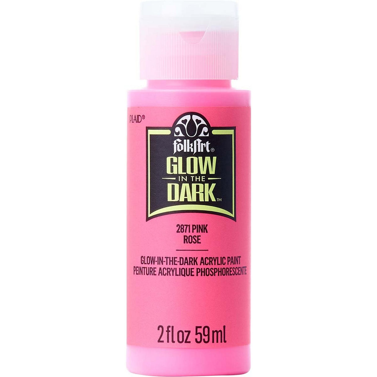 Folkart • peinture acrylique phosphorescente rose 59ml