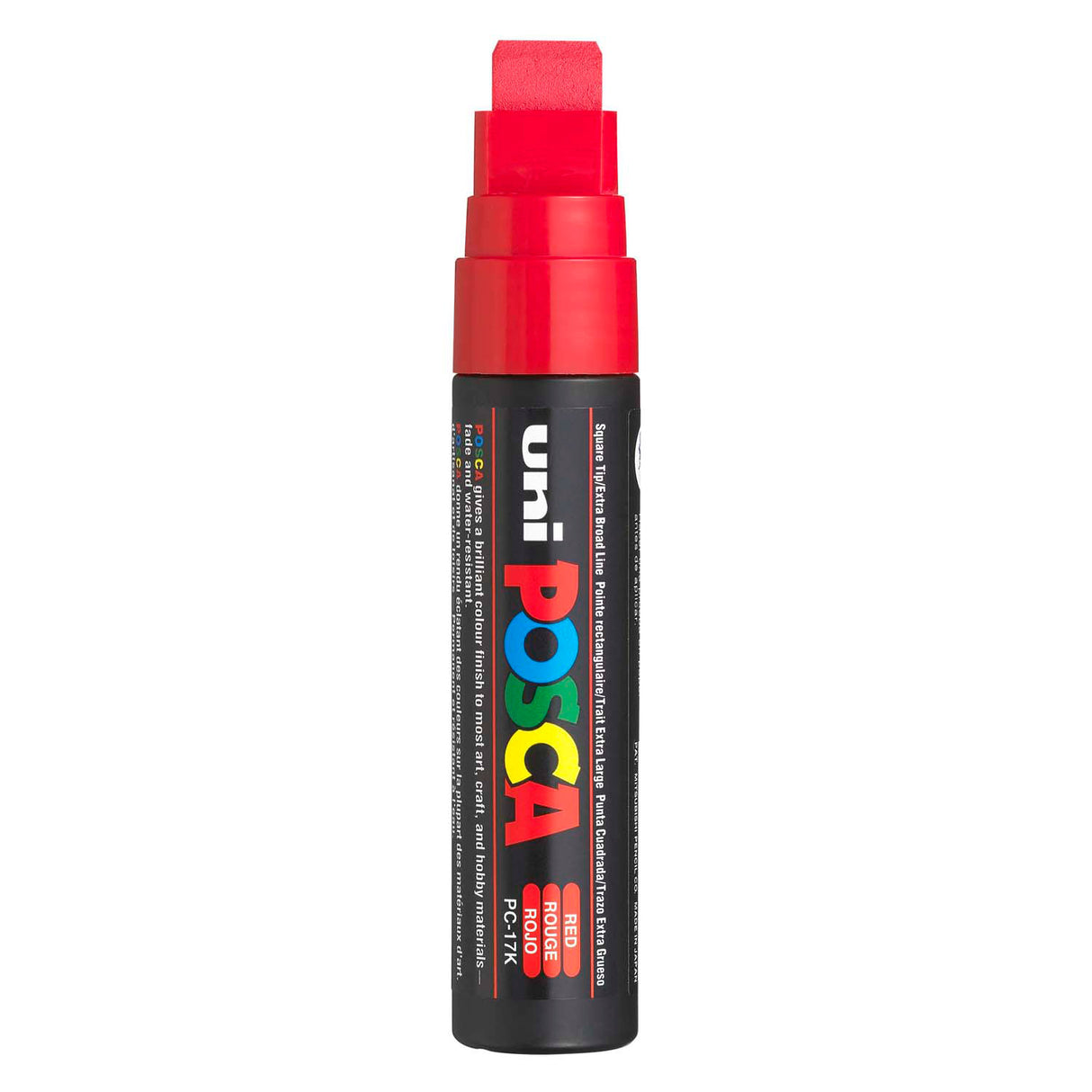 Marqueur peinture Posca uni rouge 17 carats - pointe bloc 15mm