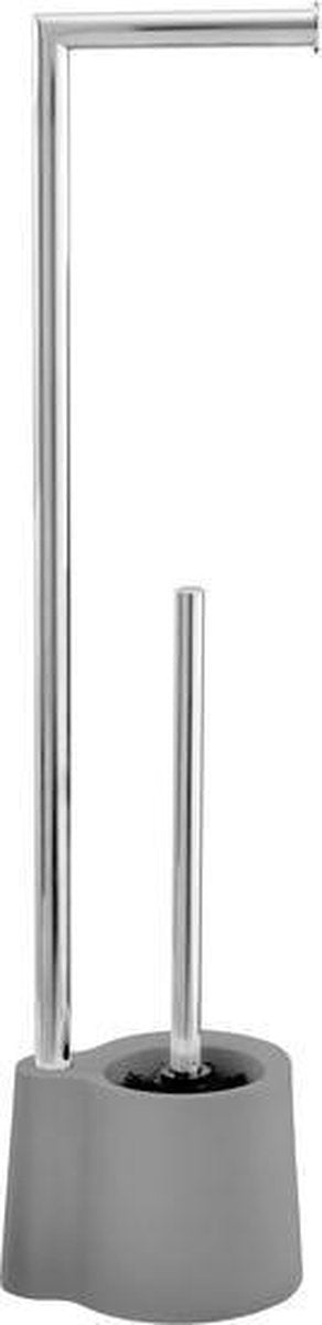 Wenko majordome de toilette Avola en acier inoxydable brillant et gris - porte-rouleau de papier toilette et brosse de toilette avec support sur pied