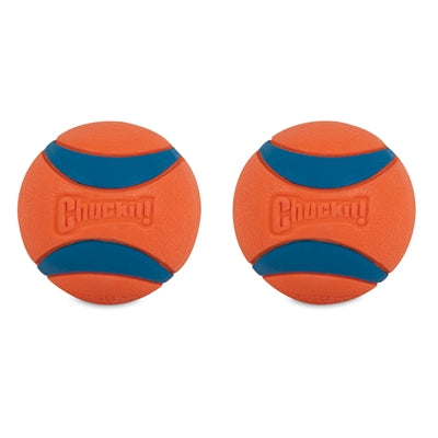 Chuckit ! ultra ball - balle pour chien - caoutchouc - flottant - taille m - 6 cm - orange - 2 pièces
