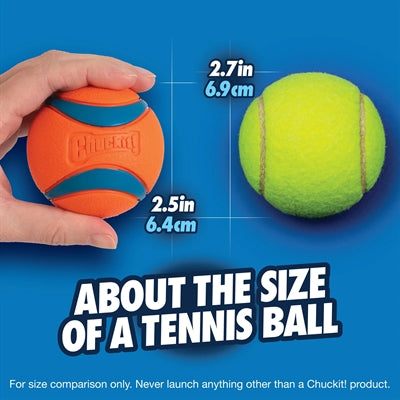 Chuckit ! ultra ball - balle pour chien - caoutchouc - flottant - taille m - 6 cm - orange - 2 pièces