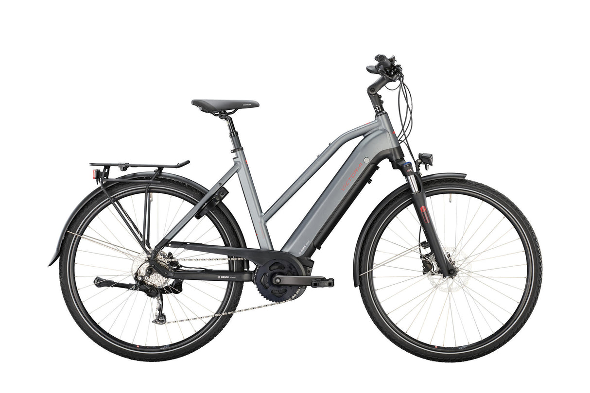 Vélo de trekking électrique Victoria etrekking 12.6 mod. 22 victoires en vélo électrique. e-pull. 12,6 28 48 escaliers. 9sp gris mat