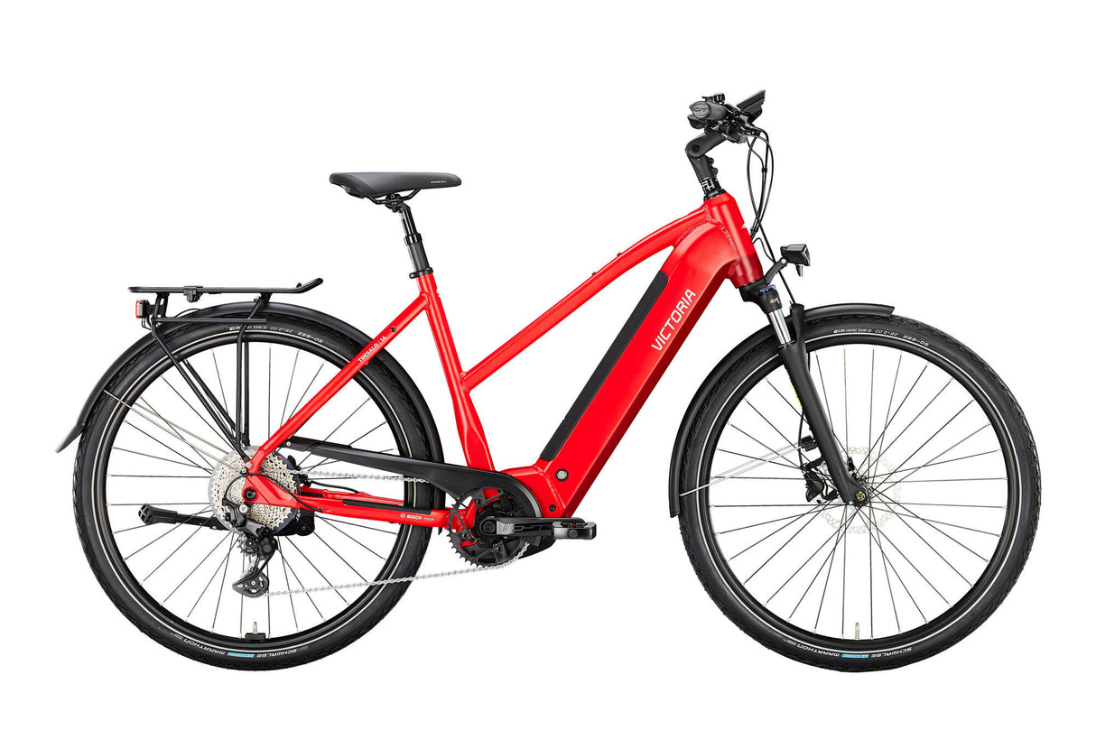 Vélo de trekking électrique Victoria tresalo 14 mod. 24 vict.tres vélo électrique. 14 28 48 escaliers. 10sp fuego rouge mat