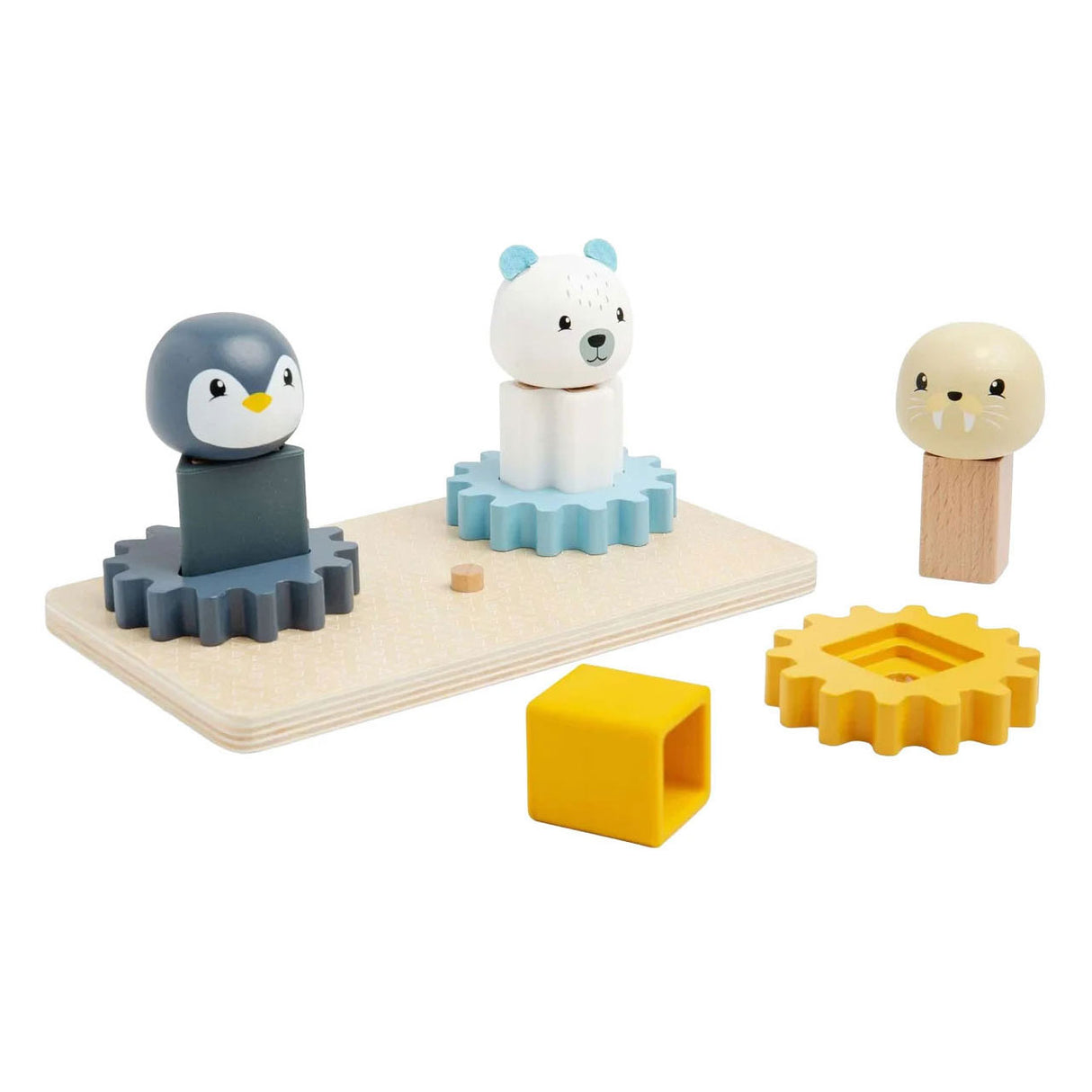 Bigjigs houten tandwielen puzzel noordpool - 10dlg.