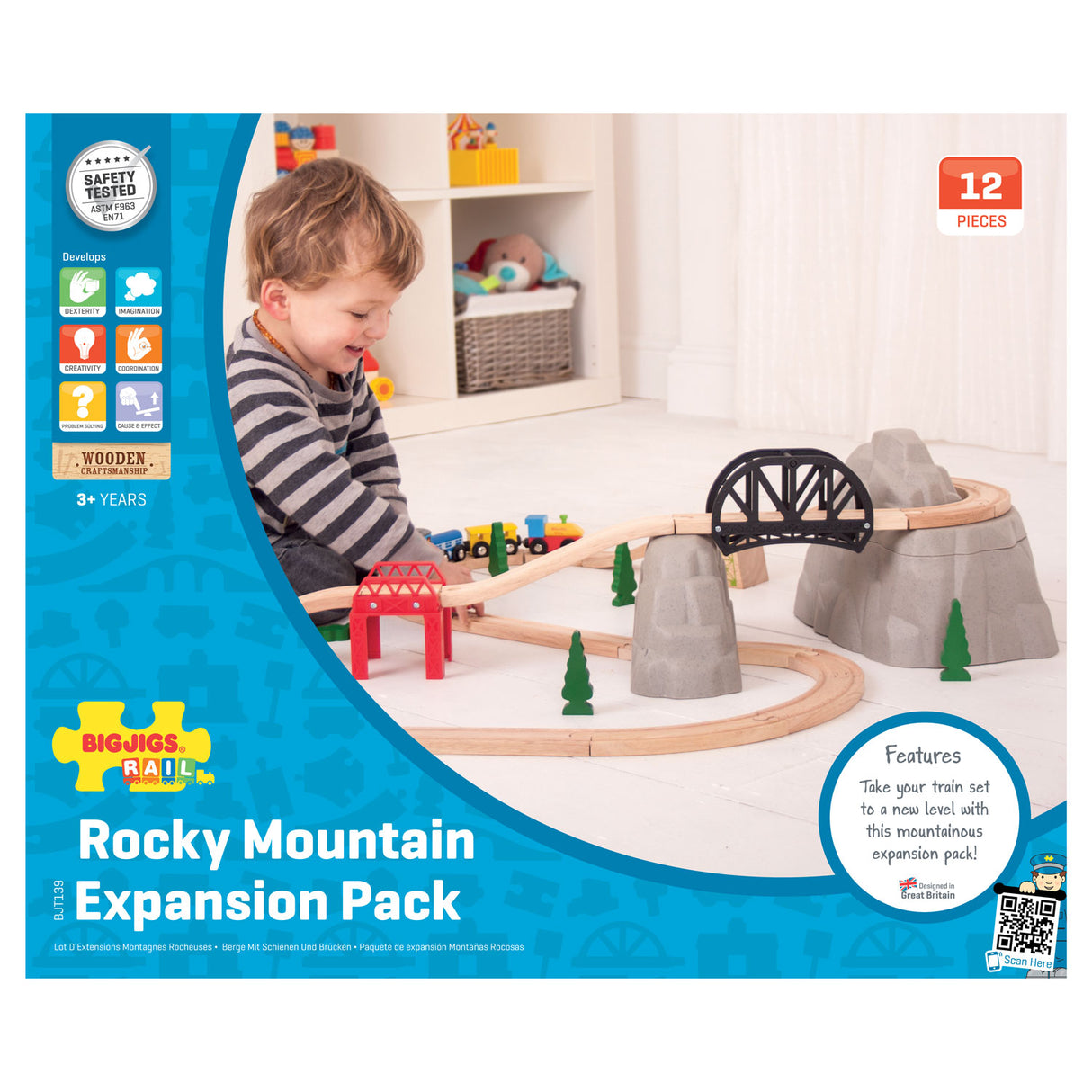 Rails en bois Bigjigs - montagne, rails et petite montagne
