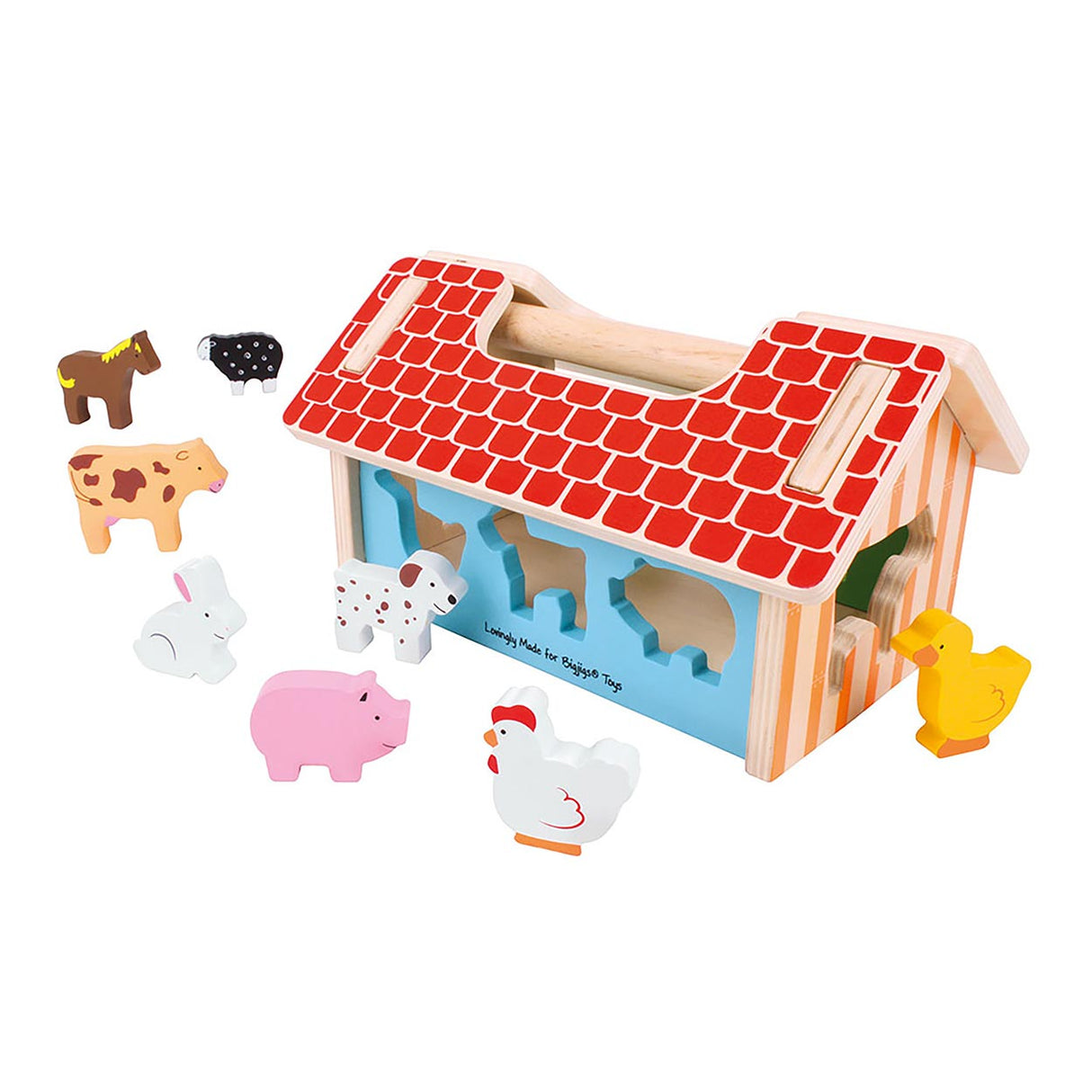 Boîte de tri en forme de ferme en bois Bigjigs
