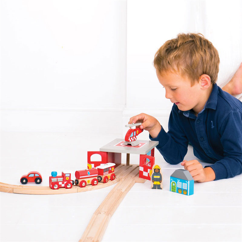 Rails Bigjigs - caserne de pompiers