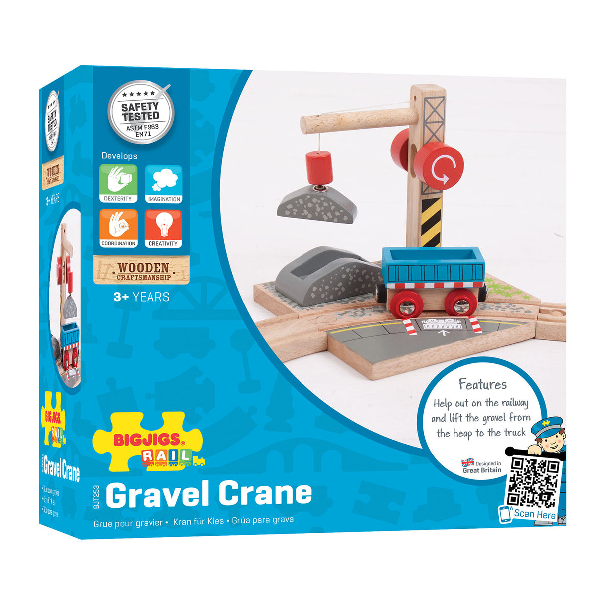 Rails en bois Bigjigs - grue à gravier