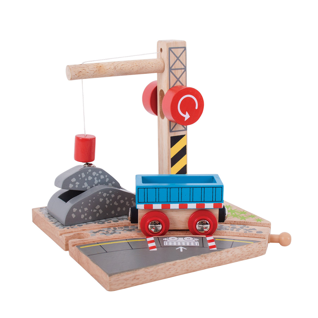 Rails en bois Bigjigs - grue à gravier