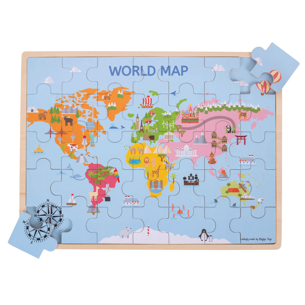 Puzzle de carte du monde Bigjigs.
