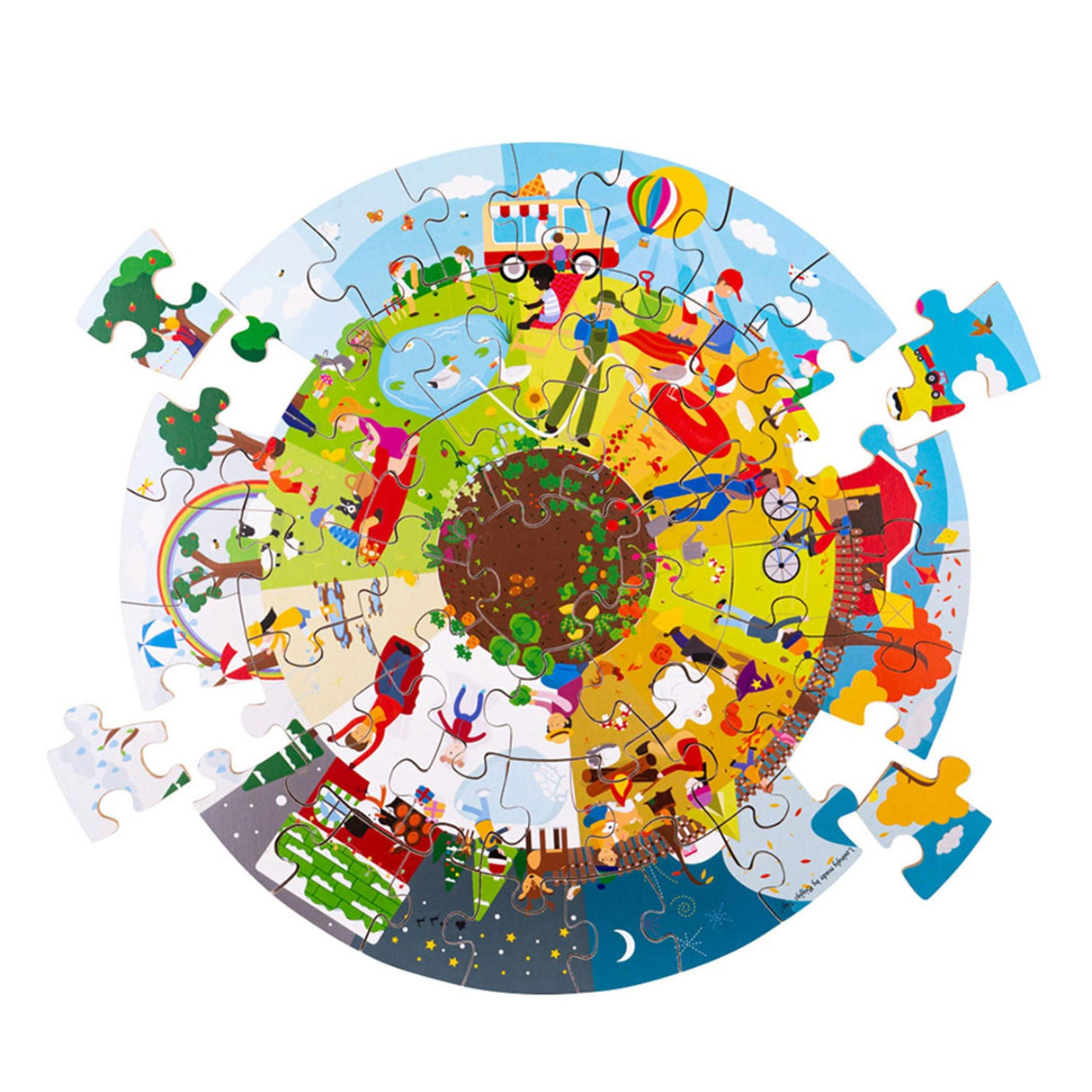 Puzzle de sol rond Bigjigs quatre saisons.
