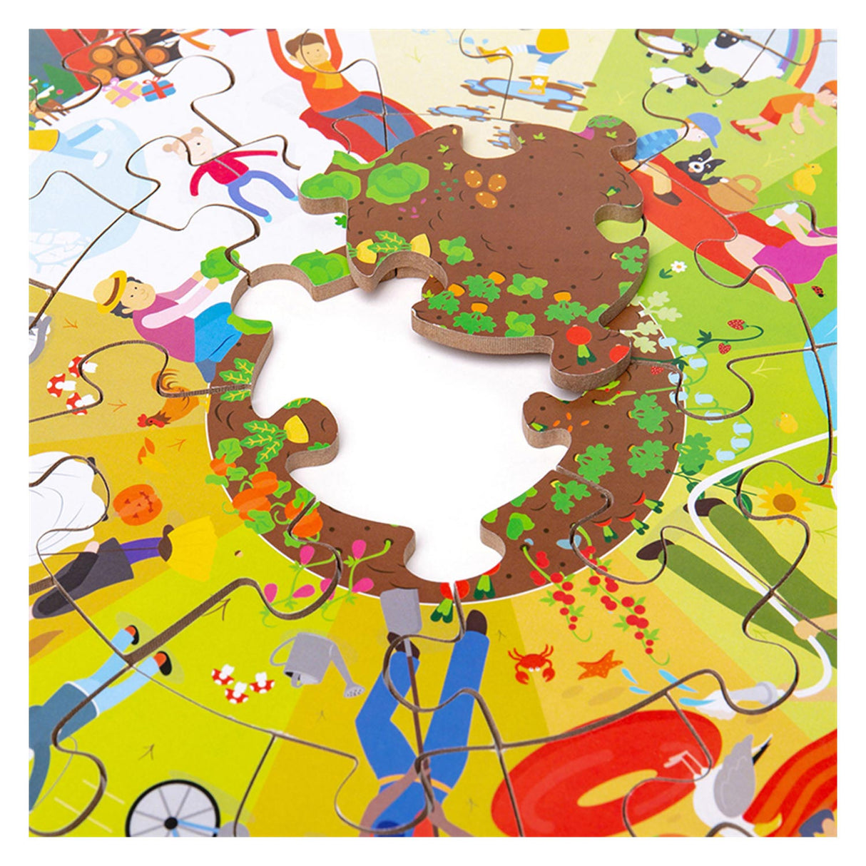 Puzzle de sol rond Bigjigs quatre saisons.